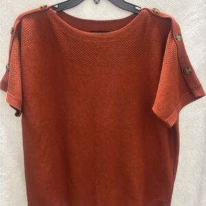 Cable & Gauge Burnt Orange Button-Shoulder Sweater
